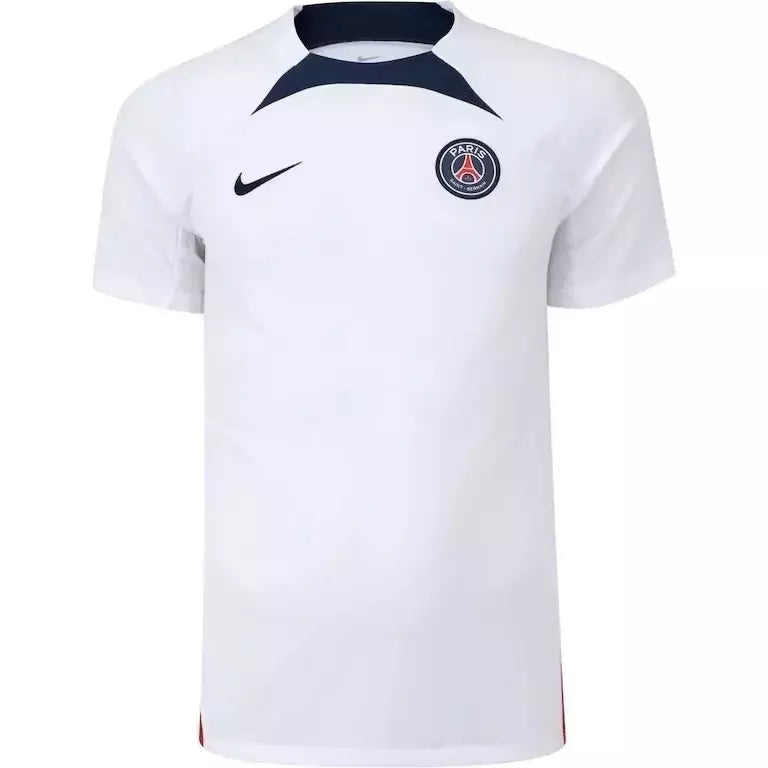 Camisa Paris Saint-Germain Treino 23/24 - Torcedor Nike Masculina - Branca com detalhes em azul e vermelho - (Pronta entrega)