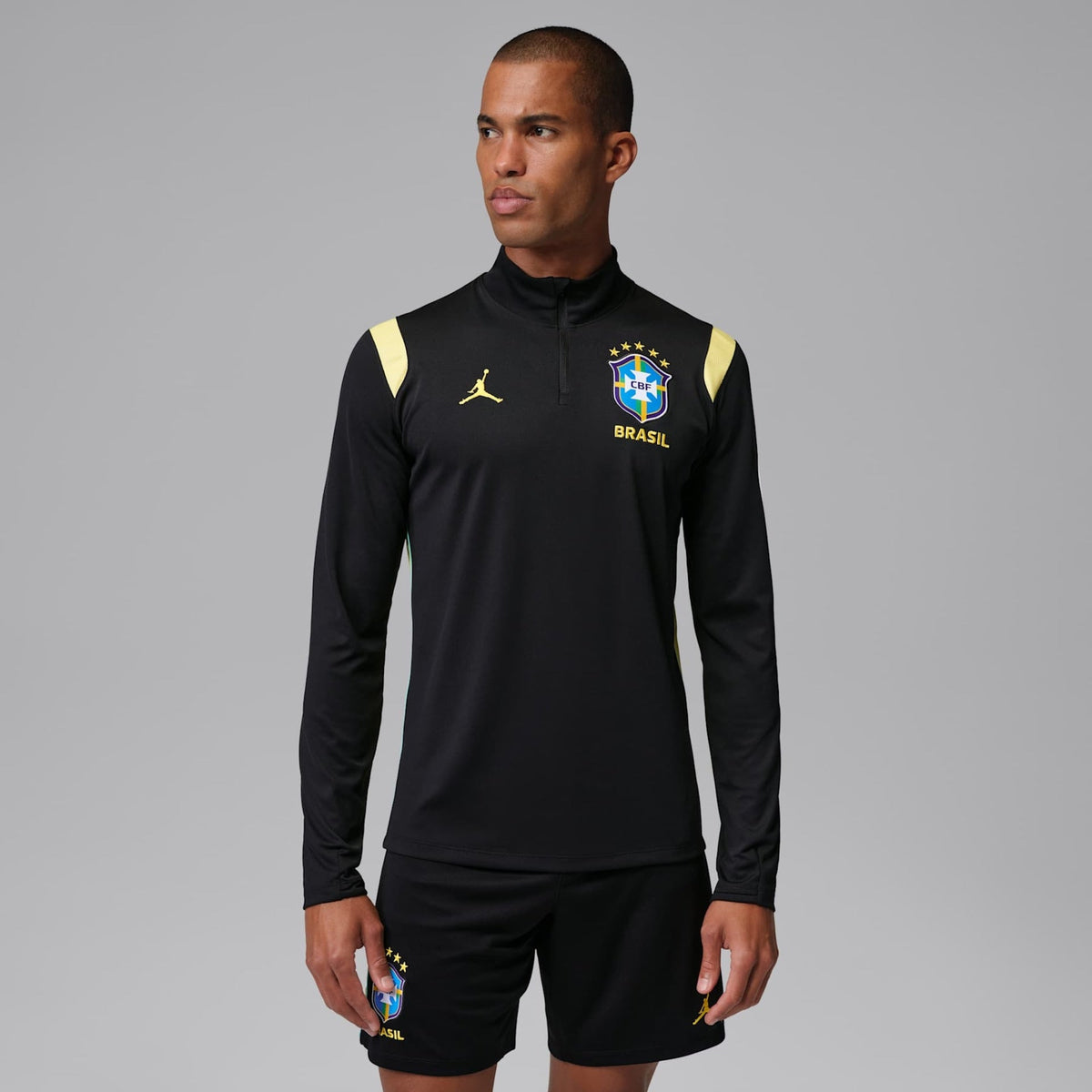 Camiseta Brasil Jordan Manga Longa Academy Pro 2026 Treino Masculina