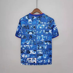Camisa Japão Edição especial comemorativa 22/23 - Torcedor Adidas Masculina - Azul com detalhes de desenhos em quadrinhos