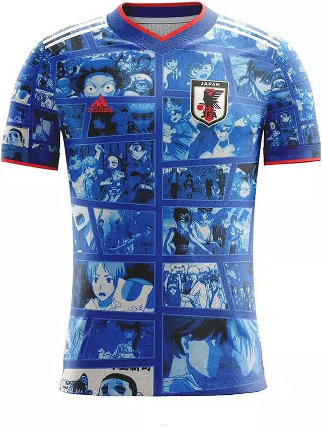 Camisa Japão Edição especial comemorativa 22/23 - Torcedor Adidas Masculina - Azul com detalhes de desenhos em quadrinhos