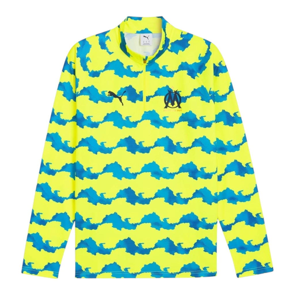 Camisa Olympique Marseille Pre-jogo III 25/26 manga longa - Torcedor Puma Masculina - Azul e amarela
