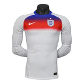 Camisa Seleção Inglaterra I 25/26 manga longa - Jogador Nike Masculina - Branca com detalhes em azul e vermelho