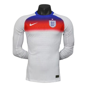 Camisa Seleção Inglaterra I 25/26 manga longa - Jogador Nike Masculina - Branca com detalhes em azul e vermelho