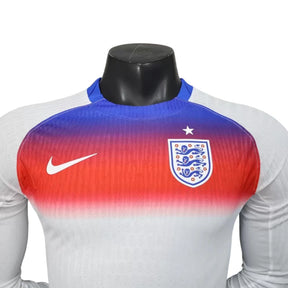Camisa Seleção Inglaterra I 25/26 manga longa - Jogador Nike Masculina - Branca com detalhes em azul e vermelho
