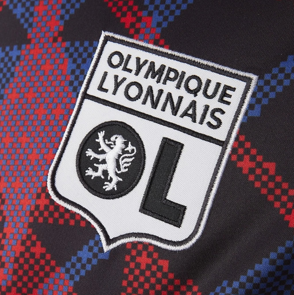 Camisa Lyon Pré-jogo 25/26 - Torcedor Adidas Masculina - Preta com detalhes em vermelho e azul