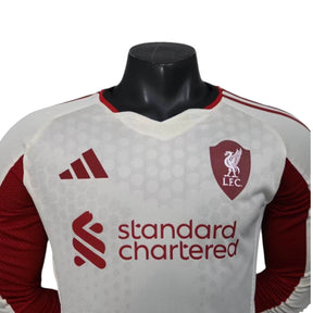 Camisa Liverpool II 25/26 manga longa - Jogador Adidas Masculina - Bege com detalhes em vermelho e preto