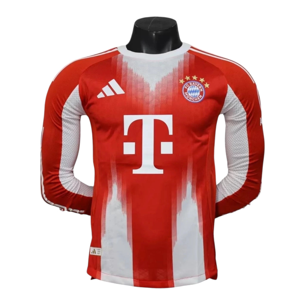 Camisa Bayern de Munique I 25/26 manga longa - Jogador Adidas Masculina - Vermelha com detalhes em branco