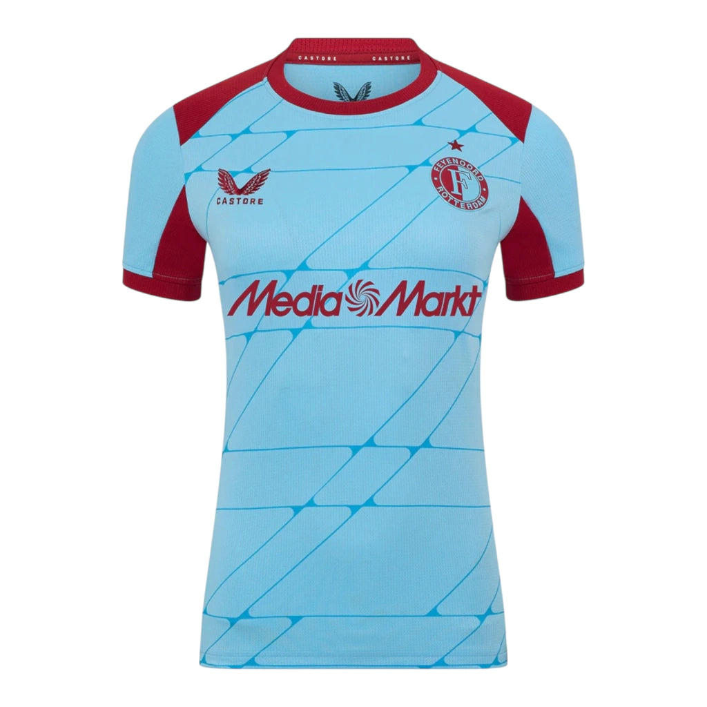 Camisa Feyenoord III 25/26 - Torcedor Castore Feminina - Azul e vermelha