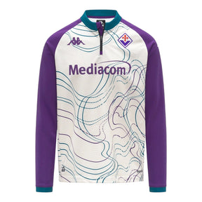 Camisa Fiorentina Pré-jogo II 25/26 manga longa - Torcedor Kappa Masculina - Branca e roxa