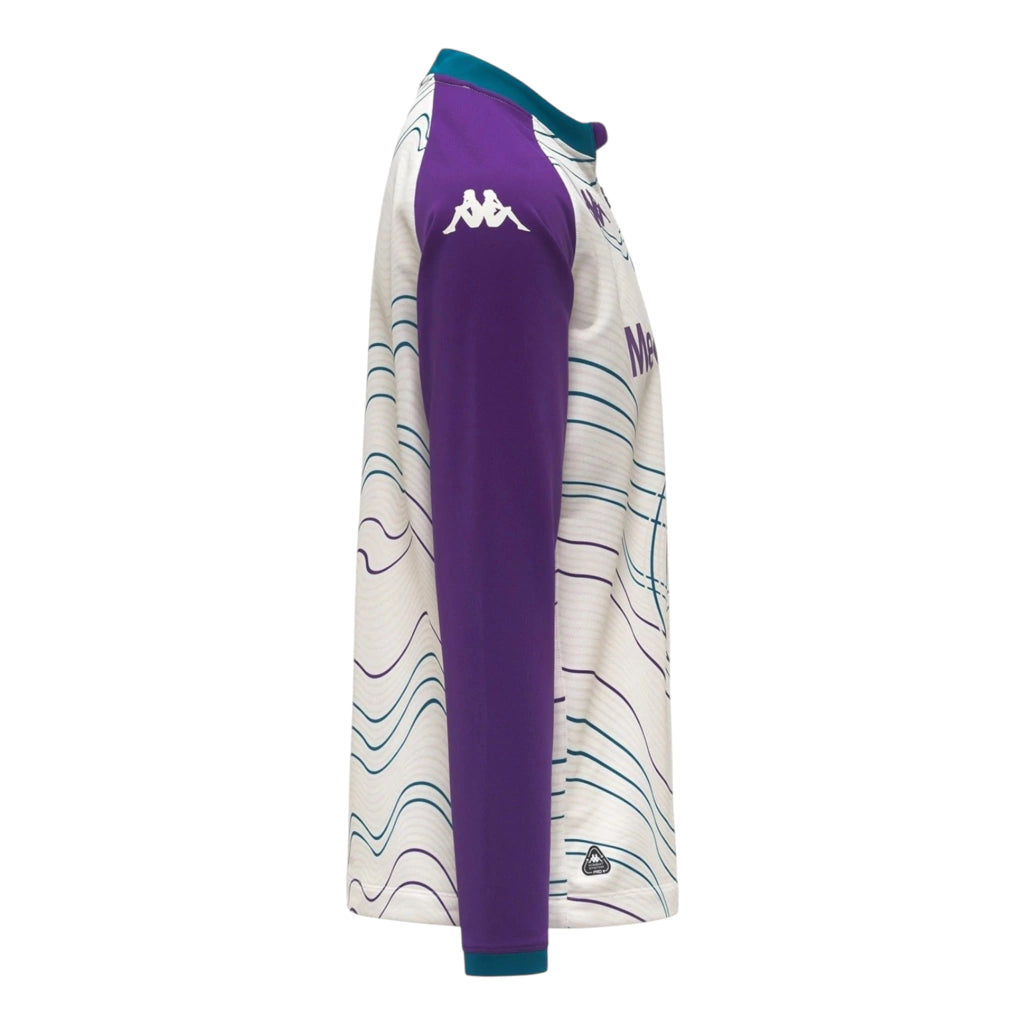 Camisa Fiorentina Pré-jogo II 25/26 manga longa - Torcedor Kappa Masculina - Branca e roxa