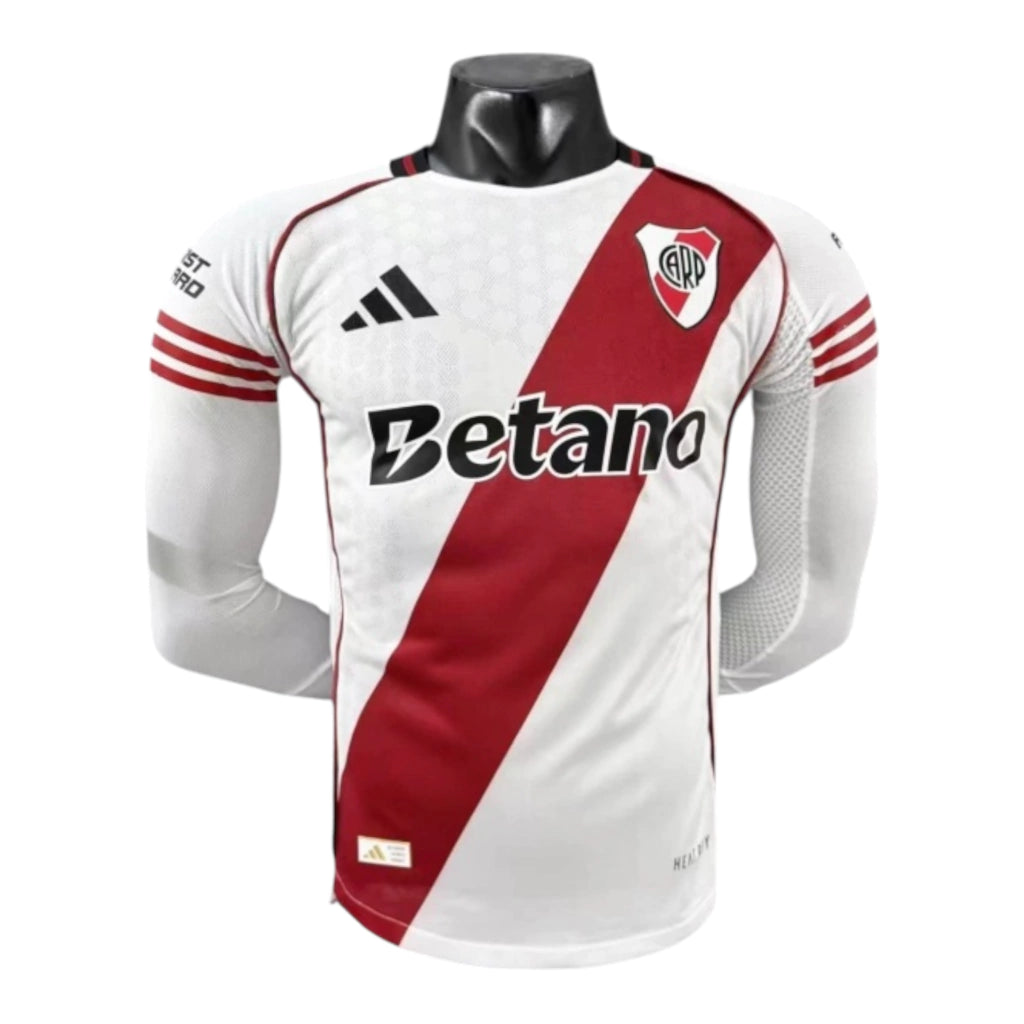 Camisa River Plate I 25/26 manga longa - Jogador Adidas Masculina - Branca e vermelha