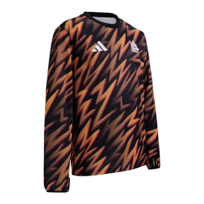 Camisa Roma Pré-jogo 25/26 manga longa - Torcedor Adidas Masculina - Preta com detalhes em laranja