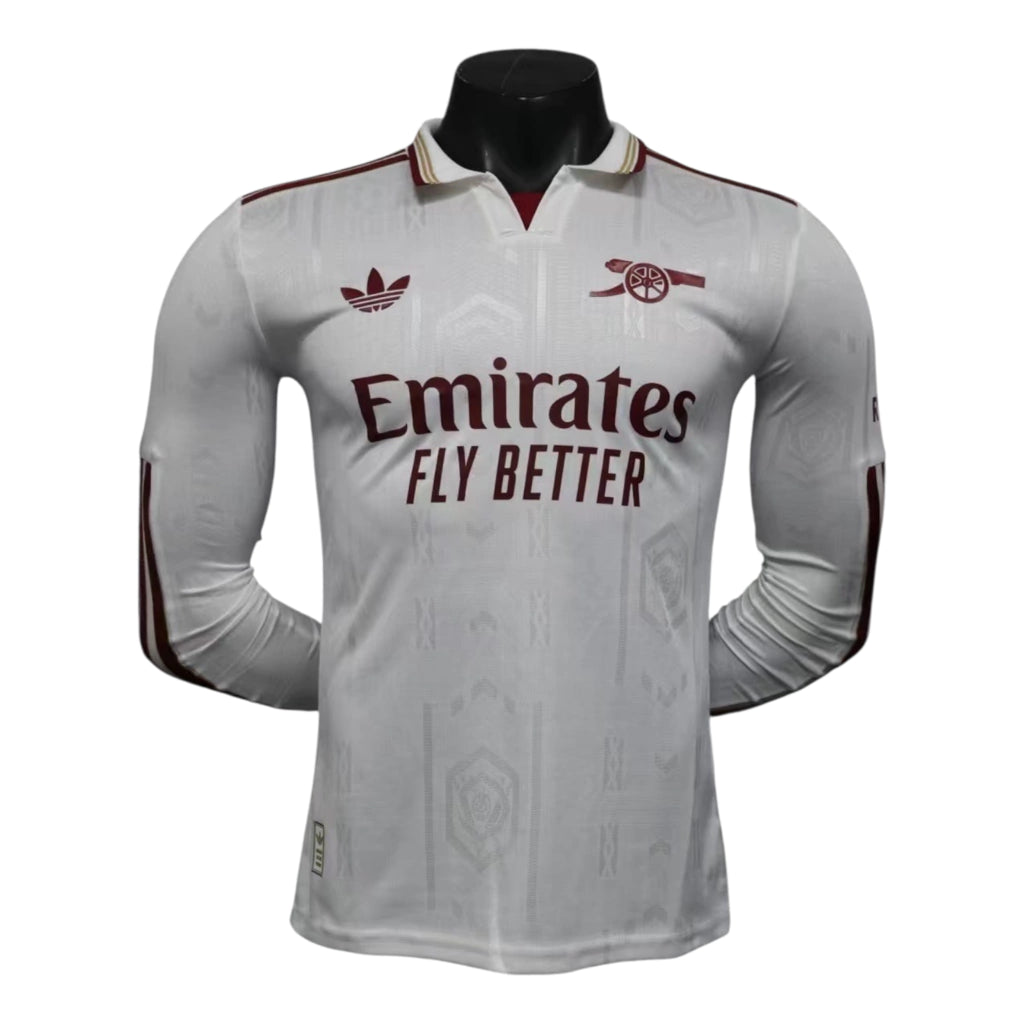 Camisa Arsenal III 25/26 manga longa - Jogador Adidas Masculina - Branca com detalhes em vinho