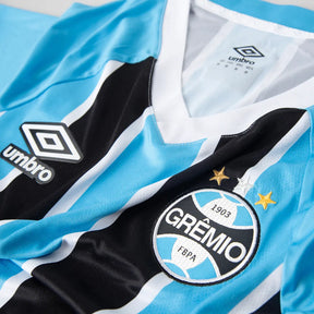 Camisa Grêmio I 25/26 manga longa - Torcedor Umbro Masculina - Azul e preta