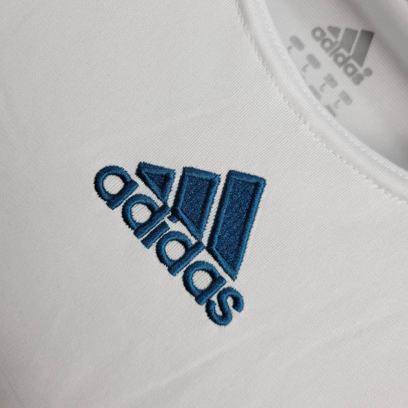 Camisa Retrô Liverpool II 2006/2007 manga longa - Adidas Masculina - Branca com detalhes em azul e com patrocínio