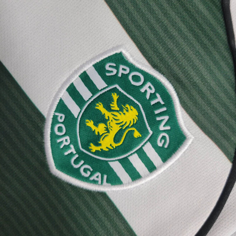 Camisa Retrô Sporting Lisboa I 2001/2003 manga longa - Reebok Masculina - Branca com detalhes em verde
