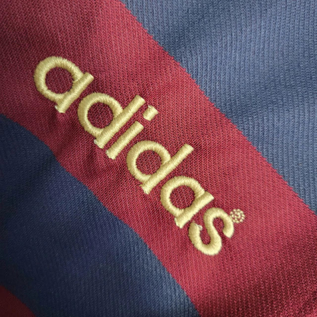 Camisa Retrô Newcastle 1995/1996 manga longa - Adidas Masculina - Vinho com listras em azul e detalhes em branco