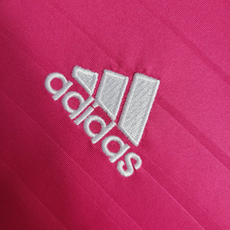 Camisa Retrô Real Madrid II 14/15 manga longa - Masculina Adidas - Rosa com detalhes em branco
