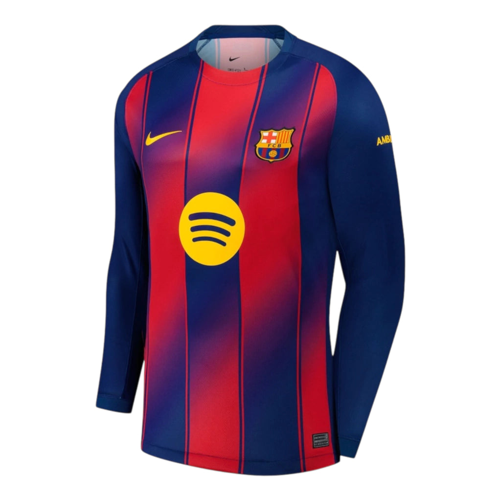 Camisa Barcelona I 25/26 manga longa - Torcedor Nike Masculina - Azul e vermelha