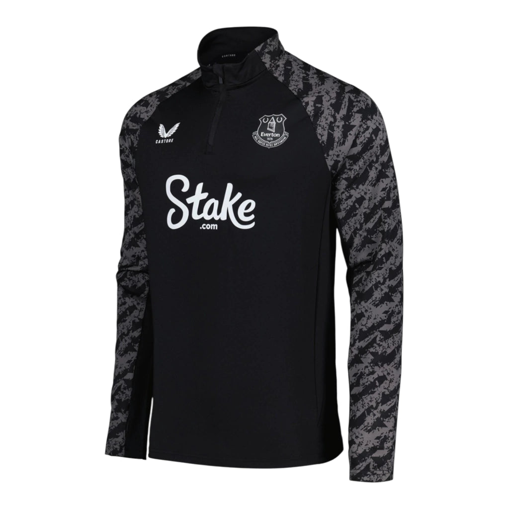 Camisa Everton 25/26 manga longa - Torcedor Castore Masculina - Preta e cinza