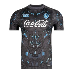 Camisa Napoli Treino 25/26 - Torcedor EA7 Masculina - Cinza com detalhes em azul