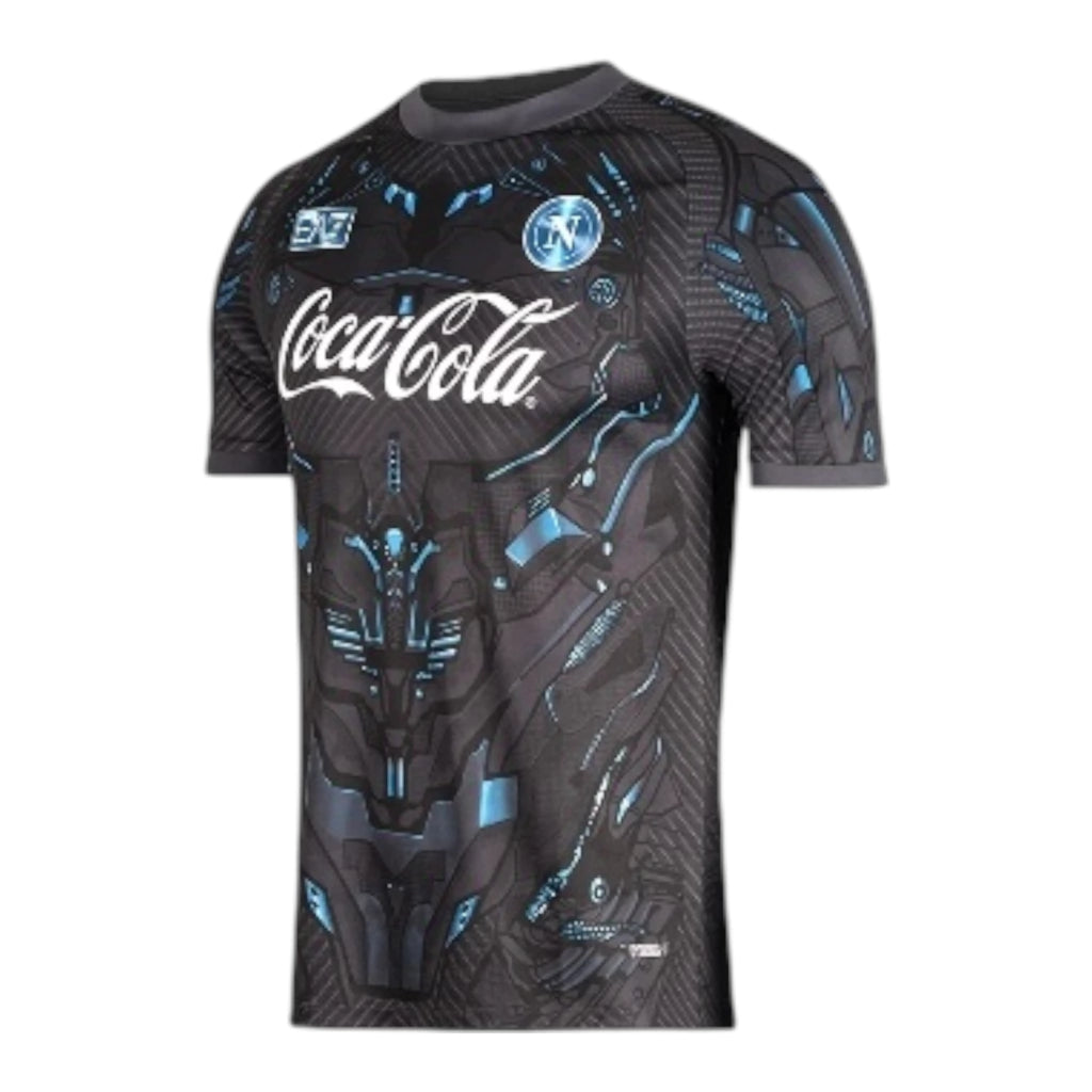 Camisa Napoli Treino 25/26 - Torcedor EA7 Masculina - Cinza com detalhes em azul