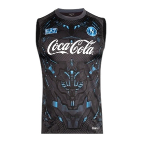 Camisa Regata Napoli Treino 25/26 - Torcedor EA7 Masculina - Cinza com detalhes em azul