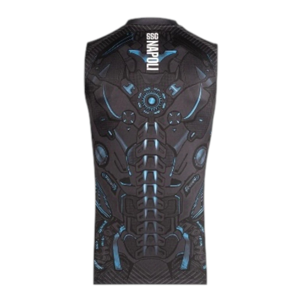 Camisa Regata Napoli Treino 25/26 - Torcedor EA7 Masculina - Cinza com detalhes em azul