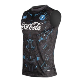 Camisa Regata Napoli Treino 25/26 - Torcedor EA7 Masculina - Cinza com detalhes em azul