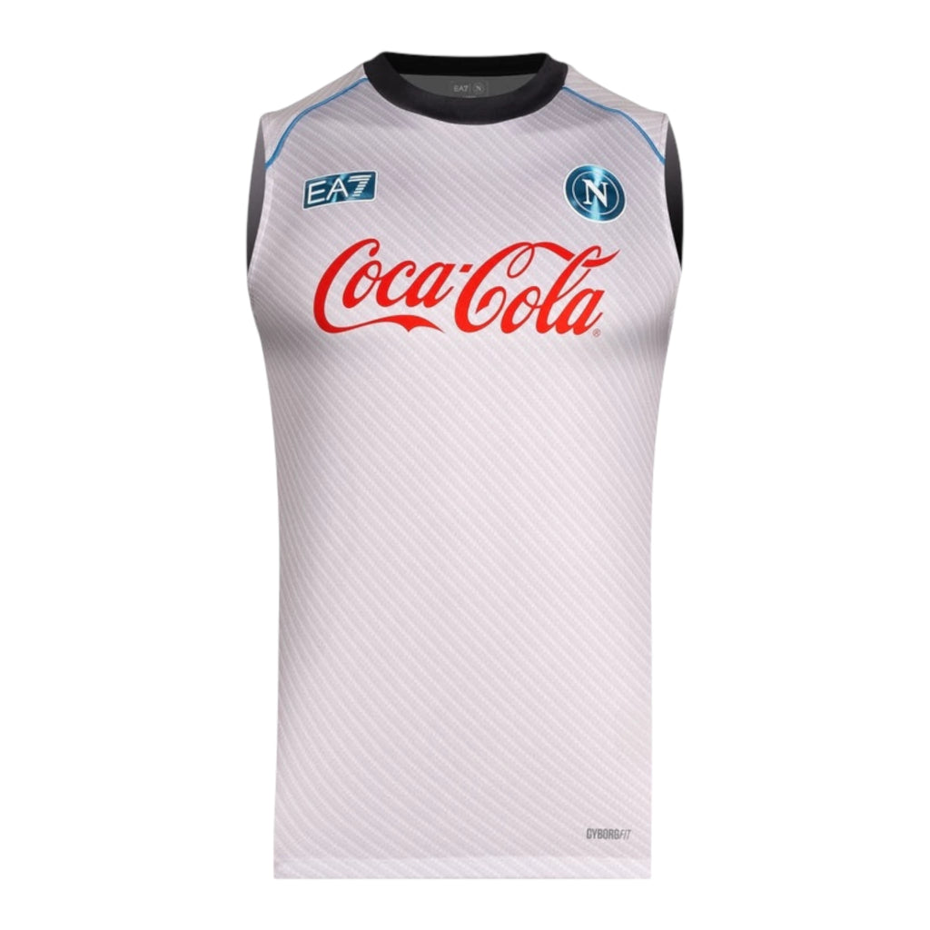 Camisa Regata Napoli Treino 25/26 - Torcedor EA7 Masculina - Branca e cinza
