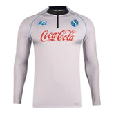 Camisa Napoli Treino 25/26 manga longa - Torcedor EA7 Masculina - Branca e cinza