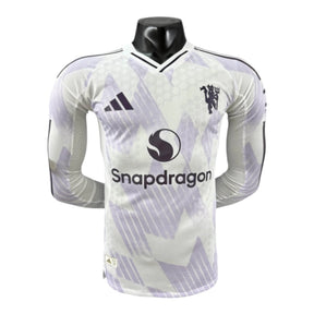 Camisa Manchester United II 25/26 manga longa - Jogador Adidas Masculina - Branca com detalhes em roxo