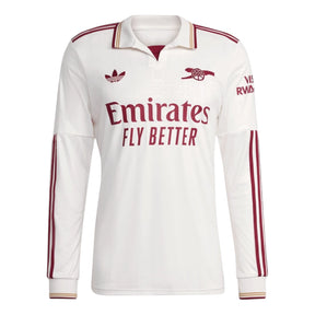 Camisa Arsenal III 25/26 manga longa - Torcedor Adidas Masculina - Branca com detalhes em vinho