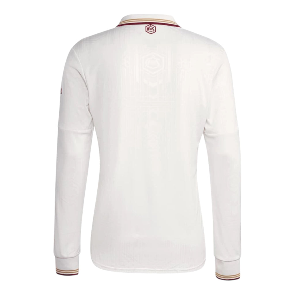 Camisa Arsenal III 25/26 manga longa - Torcedor Adidas Masculina - Branca com detalhes em vinho