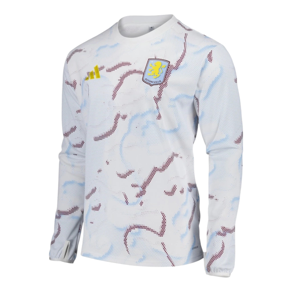 Camisa Aston Villa Pré-jogo 25/26 manga longa - Torcedor Adidas Masculina - Branca