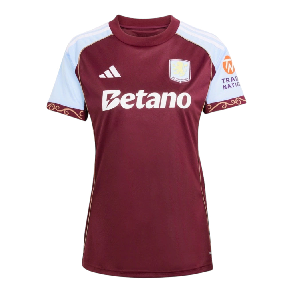 Camisa Aston Villa I 25/26 - Torcedor Adidas Feminina - Vinho e azul