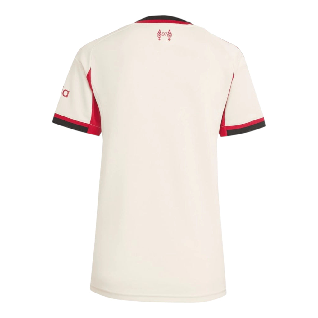 Camisa Liverpool II 25/26 - Torcedor Adidas Feminina - Bege com detalhes em vermelho e preto