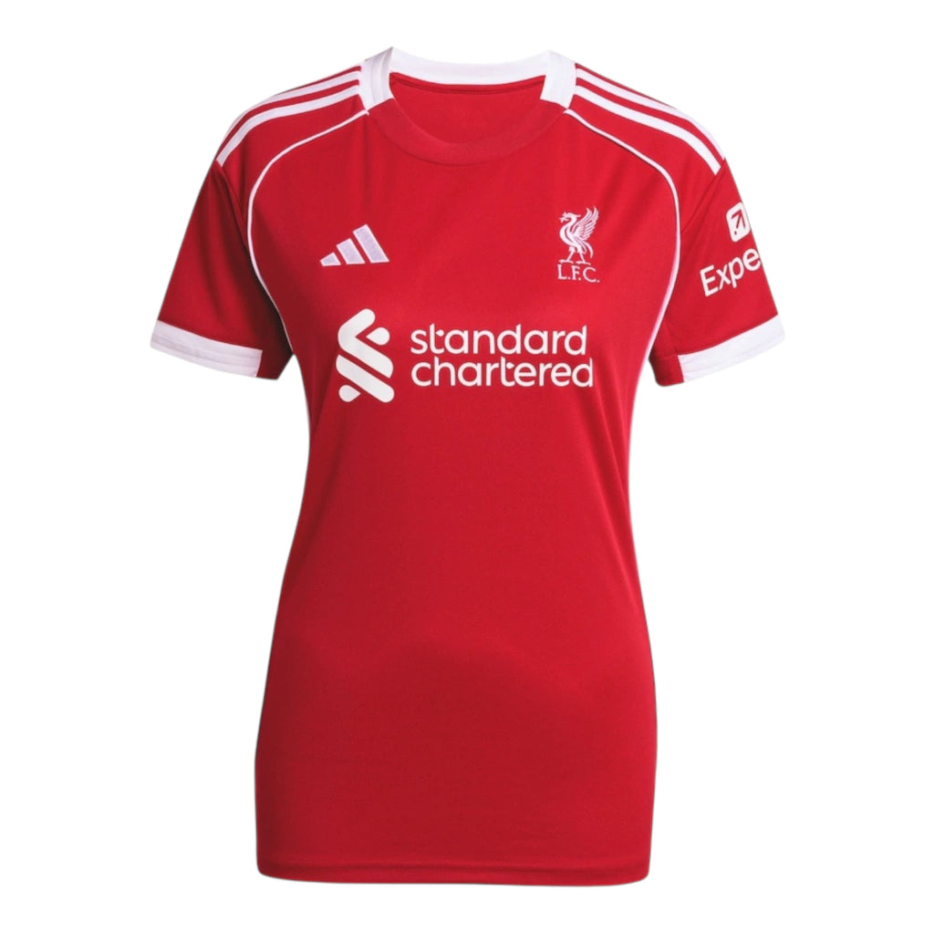 Camisa Liverpool I 25/26 - Torcedor Adidas Feminina - Vermelha com detalhes em branco