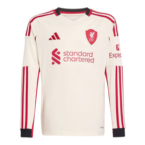 Camisa Liverpool II 25/26 manga longa - Torcedor Adidas Masculina - Bege com detalhes em vermelho e preto