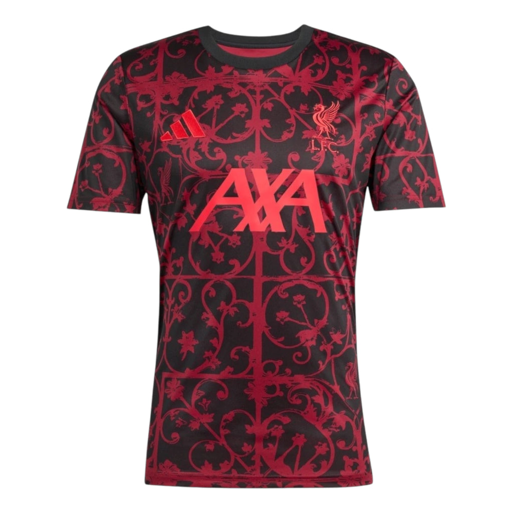 Camisa Liverpool Pré-jogo 25/26 - Torcedor Adidas Masculina - Preta e vermelha