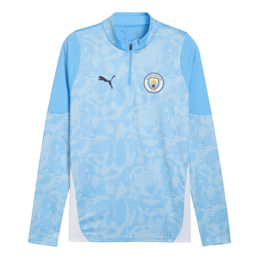 Camisa Manchester City Treino 25/26 manga longa - Torcedor Puma Masculina - Azul e branca