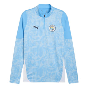 Camisa Manchester City Treino 25/26 manga longa - Torcedor Puma Masculina - Azul e branca