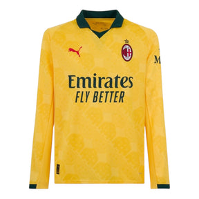Camisa AC Milan III 25/26 manga longa - Torcedor Puma Masculina - Amarela com detalhes em verde