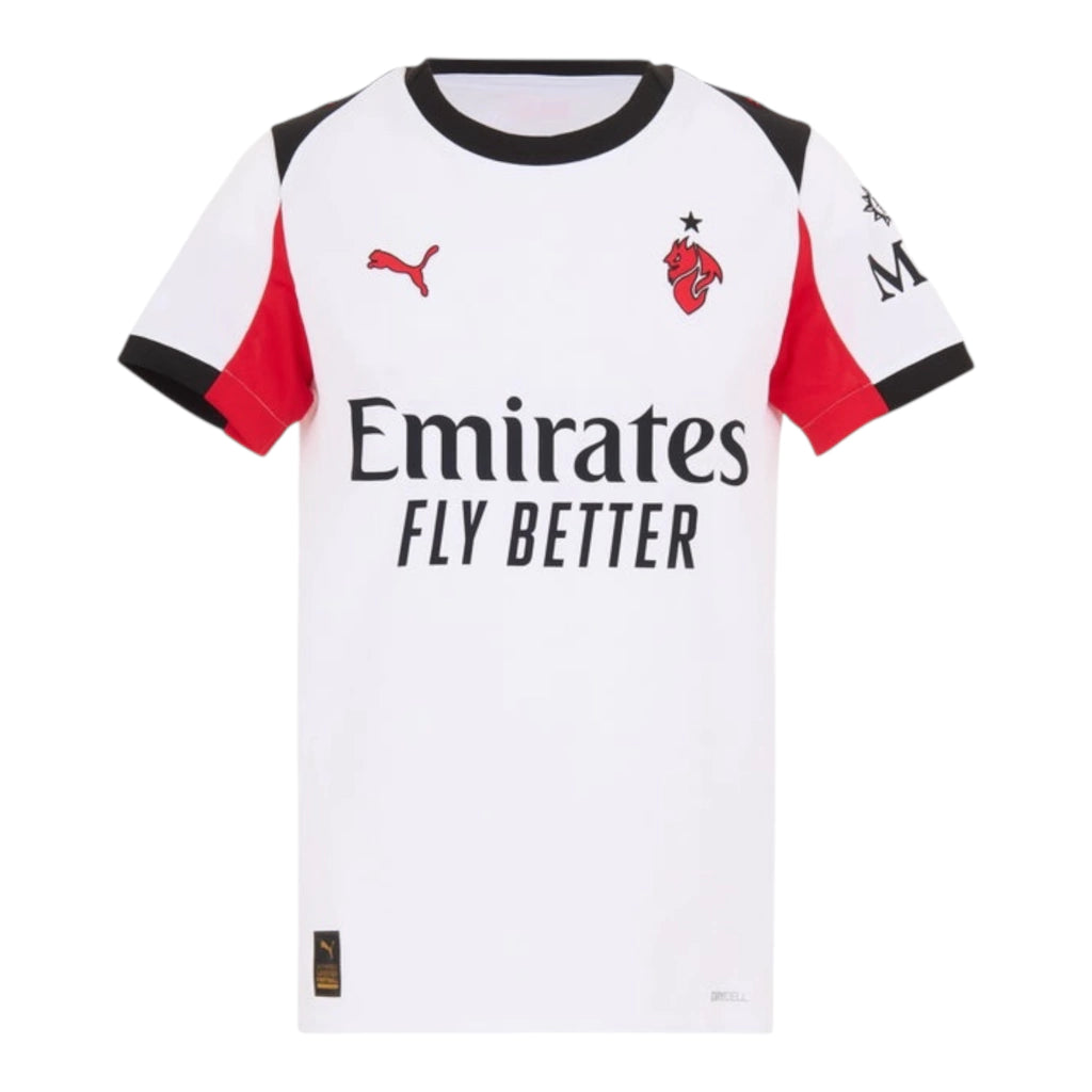 Camisa AC Milan II 25/26 - Torcedor Puma Feminina - Branca com detalhes em vermelho e preto