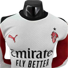 Camisa AC Milan II 25/26 manga longa - Jogador Puma Masculina - Branca com detalhes em vermelho e preto