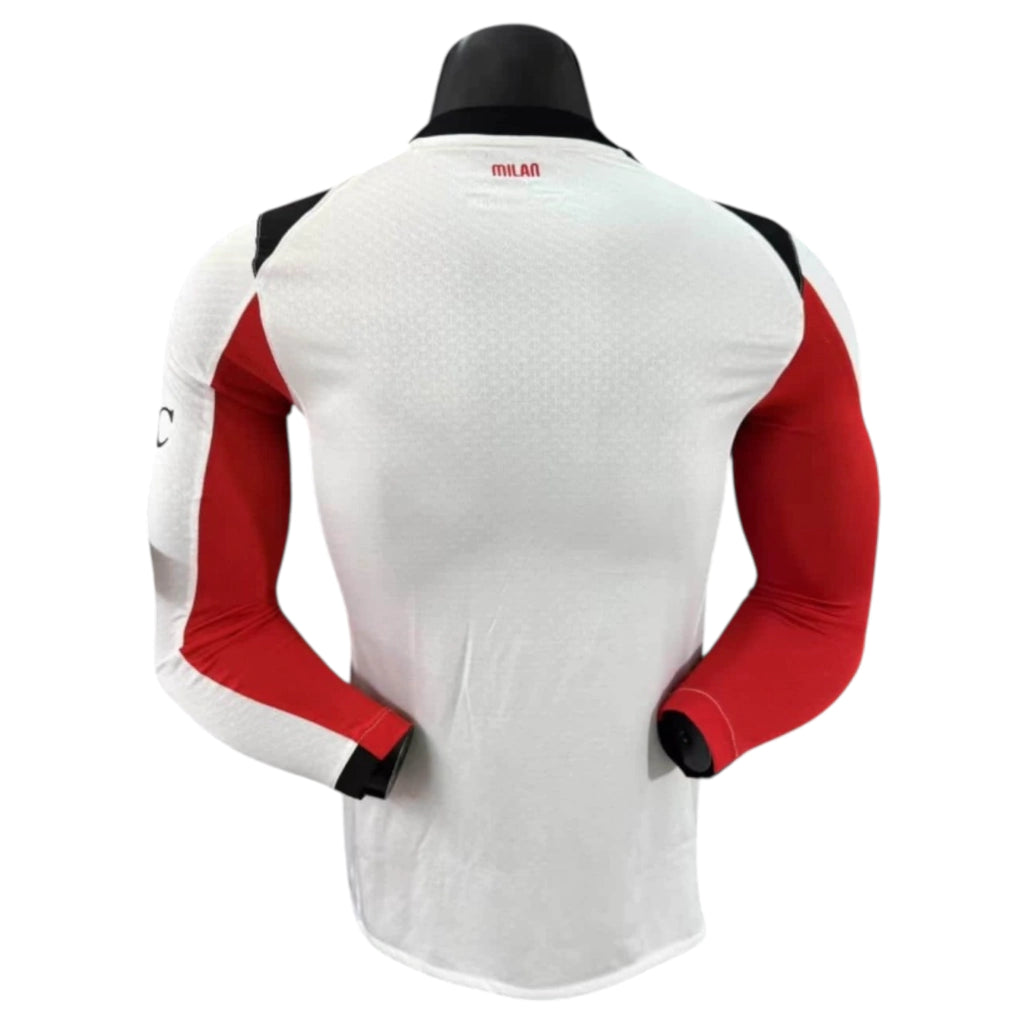 Camisa AC Milan II 25/26 manga longa - Jogador Puma Masculina - Branca com detalhes em vermelho e preto