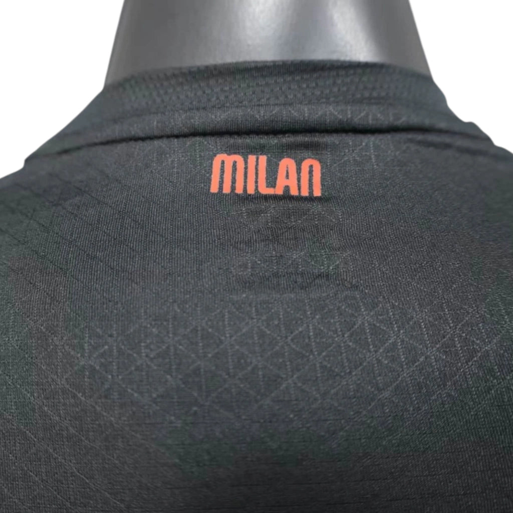 Camisa AC Milan I 25/26 manga longa - Jogador Puma Masculina - Preta e vermelha com detalhes em cinza