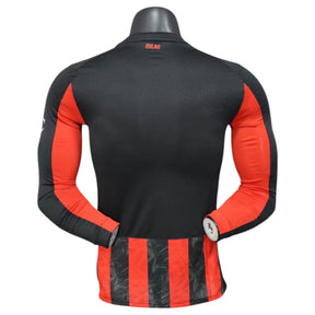 Camisa AC Milan I 25/26 manga longa - Jogador Puma Masculina - Preta e vermelha com detalhes em cinza