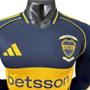 Camisa Boca Juniors I 25/26 manga longa - Jogador Adidas Masculina - Azul com detalhes em amarelo