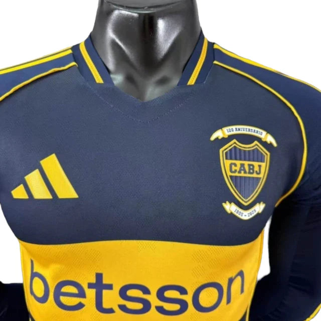 Camisa Boca Juniors I 25/26 manga longa - Jogador Adidas Masculina - Azul com detalhes em amarelo